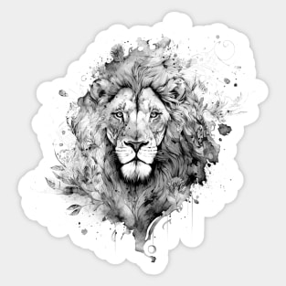 Ornamental watercolored Lion Monochrome Sticker